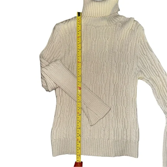 Zara Cream Turtleneck Cable Knit Sweater - Picture 6 of 8